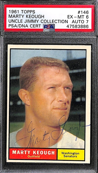 Lot of (4) Signed 1961 Topps Baseball Cards w. Marty Keough, Gene Green, Dale Long, Pete Daley 
