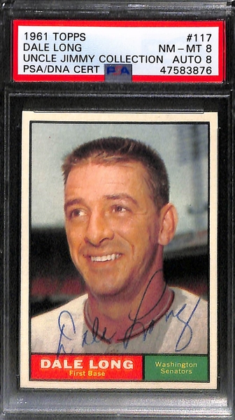 Lot of (4) Signed 1961 Topps Baseball Cards w. Marty Keough, Gene Green, Dale Long, Pete Daley 