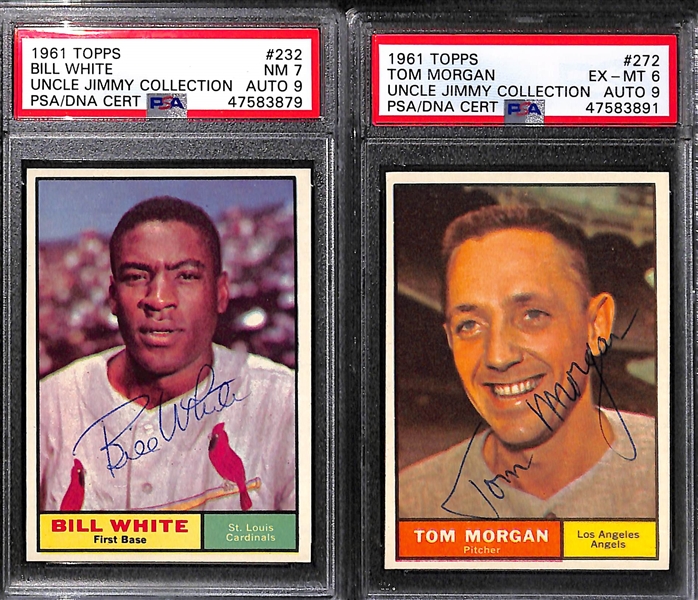 Lot of (5) Signed 1961 Topps Baseball Cards w. Lindy McDaniel, Bill White, Tom Morgan, Ed Sadowski, Ken Hunt