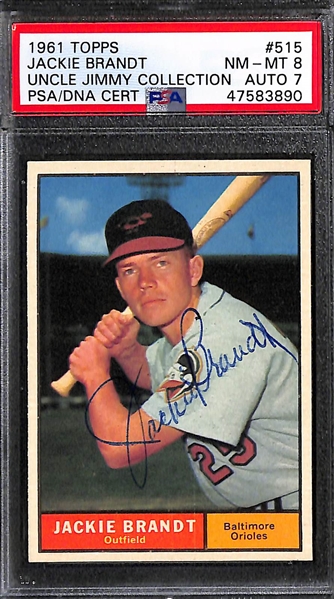 Lot of (5) Signed 1961 Topps Baseball Cards w. Jackie Brandt, Ron Hansen, Milt Pappas, Don Mossi, Russ Snyder