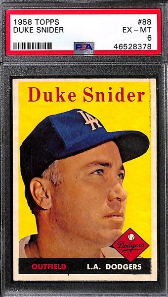 Lot of (3) Graded 1958 Topps Baseball Cards w. Brooks Robinson, Jim Bunning, and Duke Snider