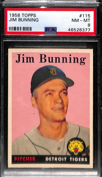 Lot of (3) Graded 1958 Topps Baseball Cards w. Brooks Robinson, Jim Bunning, and Duke Snider