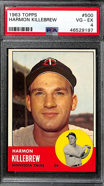 Lot of (4) 1962-1963 PSA Graded Topps Baseball Cards w. 1963 Harmon Killebrew PSA 6