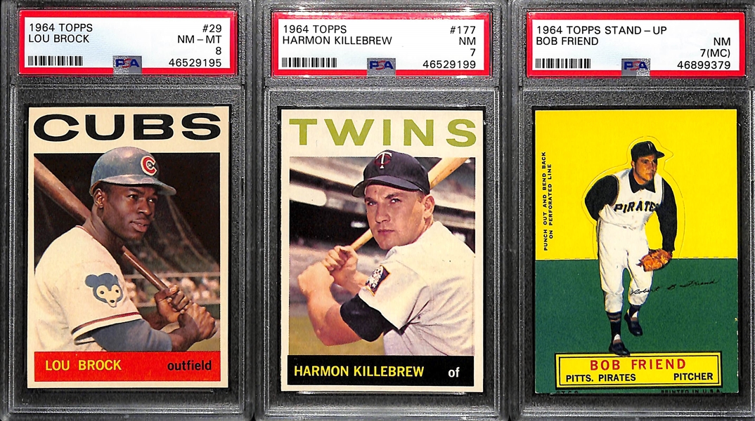 Lot of (3) 1964 PSA Graded Topps Baseball Cards w. Harmon Killibrew PSA 7