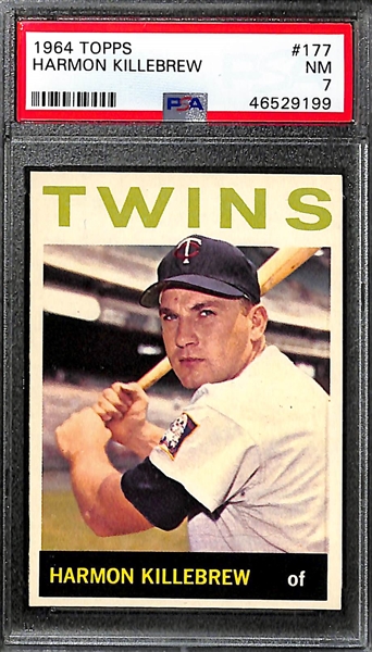 Lot of (3) 1964 PSA Graded Topps Baseball Cards w. Harmon Killibrew PSA 7