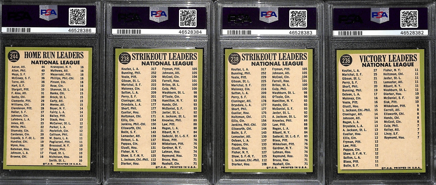 Lot of (7) 1967 PSA Graded Topps Baseball Cards w. NL Home Run Leaders H. Aaron/R. Allen/W. Mays PSA 8