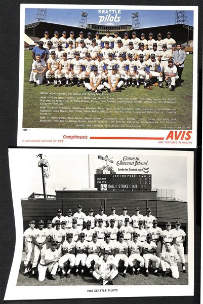 Lot of (5) RARE 1969 Seattle Pilots Photos Inc. 3 Team Photos
