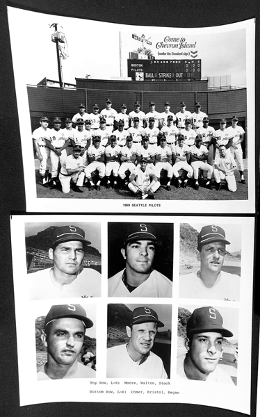 Lot of (5) RARE 1969 Seattle Pilots Photos Inc. 3 Team Photos
