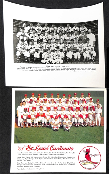 Lot of (8) St. Louis Cardinals Team Photos Printed in 1960s-1970s