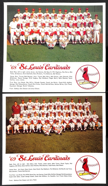 Lot of (8) St. Louis Cardinals Team Photos Printed in 1960s-1970s