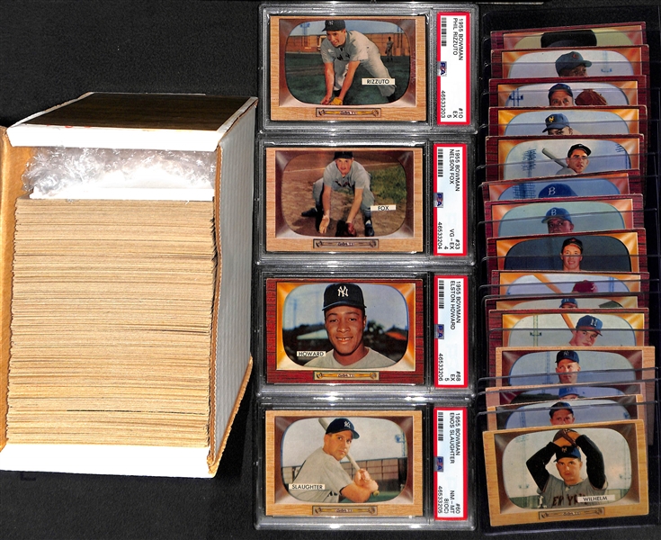 1955 Bowman Partial Baseball Set - 246 of the First 250 Issued Cards w. Phil Rizzuto PSA 5