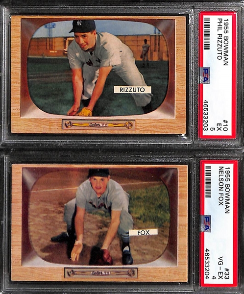 1955 Bowman Partial Baseball Set - 246 of the First 250 Issued Cards w. Phil Rizzuto PSA 5