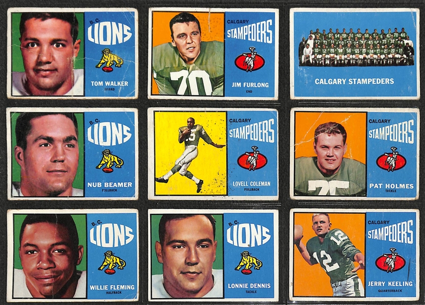 Lot of (89) Different Topps Canadian Football League (CFL) Cards from 1960, 1963, 1964
