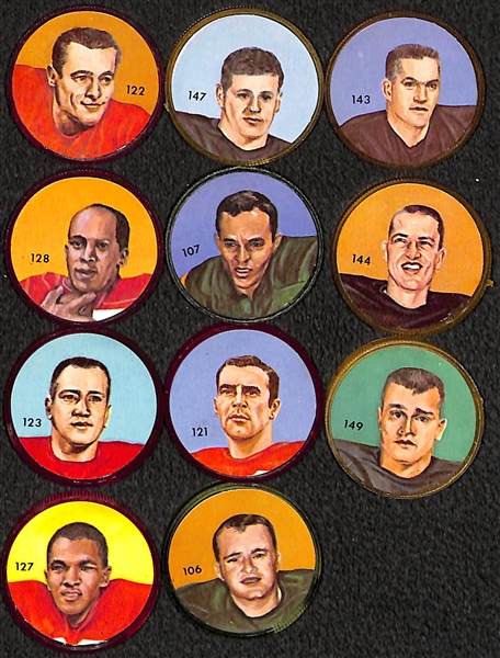 Lot of (11) Different 1963 Nalley's Canadian Football Coins & Mack Burton Signed CKNW Program Insert