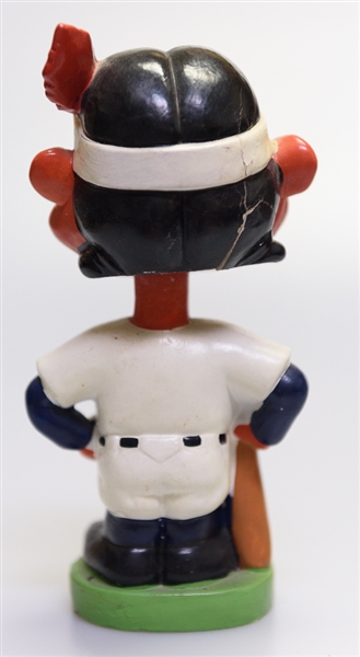 1960s Cleveland Indians Green Circle Base Mascot Indian Head Wahoo Bobble Head