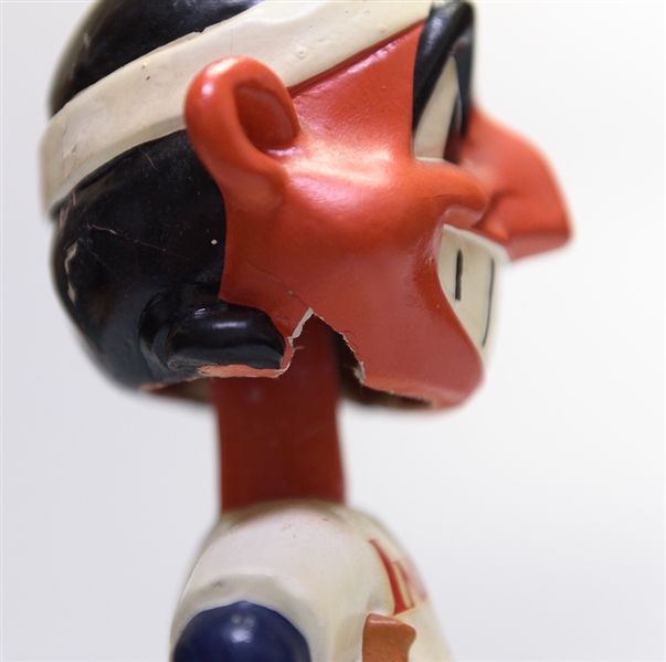 1960s Cleveland Indians Green Circle Base Mascot Indian Head Wahoo Bobble Head
