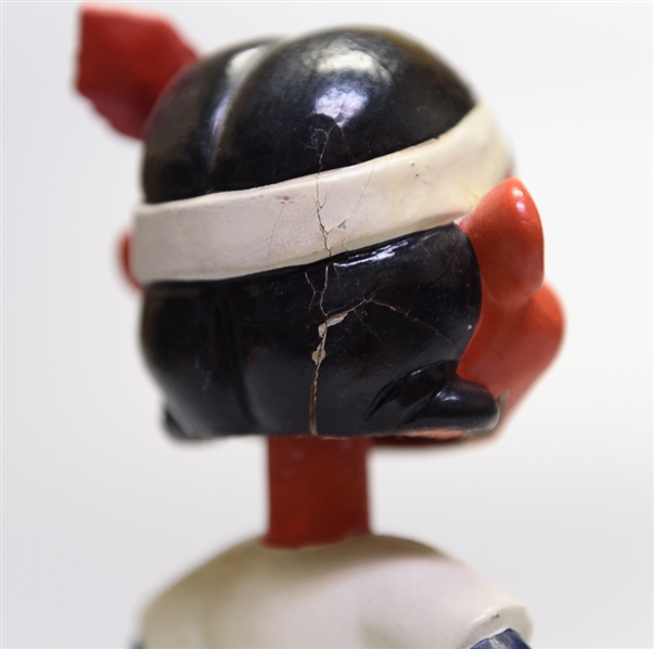 1960s Cleveland Indians Green Circle Base Mascot Indian Head Wahoo Bobble Head