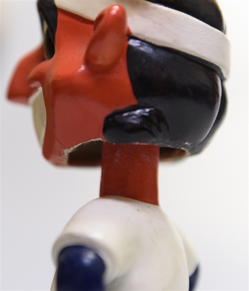 1960s Cleveland Indians Green Circle Base Mascot Indian Head Wahoo Bobble Head