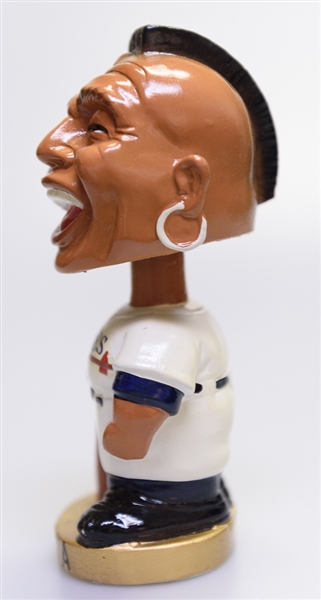 Late 1960s Atlanta Braves Gold Circle Base Braves Mascot Head Chief Nok-A-Homa Bobble Head w. Original Box