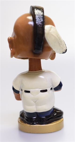 Late 1960s Atlanta Braves Gold Circle Base Braves Mascot Head Chief Nok-A-Homa Bobble Head w. Original Box