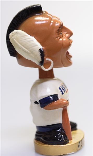 Late 1960s Atlanta Braves Gold Circle Base Braves Mascot Head Chief Nok-A-Homa Bobble Head w. Original Box
