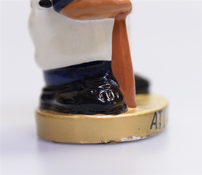 Late 1960s Atlanta Braves Gold Circle Base Braves Mascot Head Chief Nok-A-Homa Bobble Head w. Original Box
