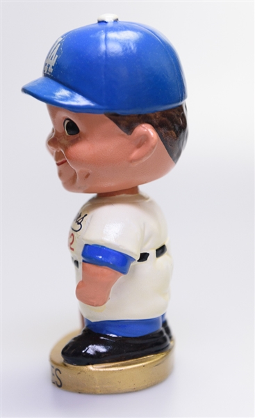 Late 1960s LA Dodgers Gold Circle Base Boy Head Bobble Head w. Original Box