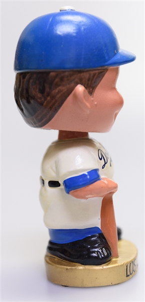 Late 1960s LA Dodgers Gold Circle Base Boy Head Bobble Head w. Original Box