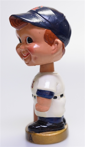 Late 1960s California Angels Gold Circle Base Boy Head Bobble Head w. Original Box