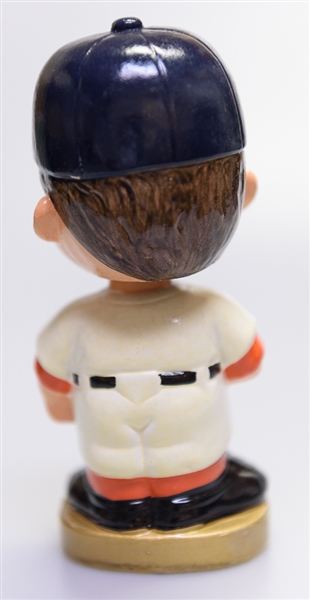 Late 1960s Houston Astros Gold Circle Base Boy Head Blue Hat Bobble Head w. Original Box
