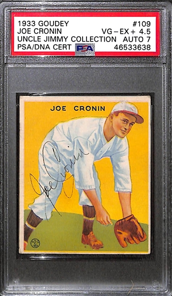 1933 Goudey Joe Cronin #109 PSA 4.5 (Autograph Grade 7) - Pop 1 - Highest Grade of Only 9 PSA Examples - (d. 1984)