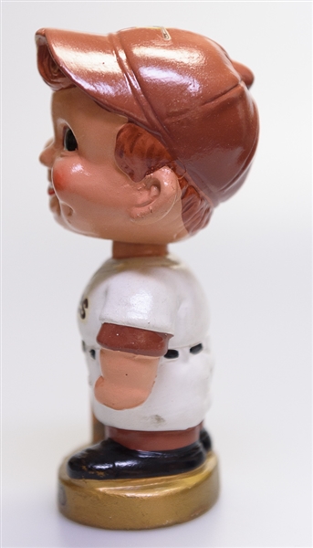Late 1960s San Diego Padres Gold Circle Base Boy Head Bobble Head w. Original Box