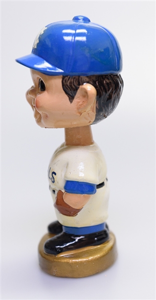 Late 1960s Kansas City Royals Gold Circle Base Boy Head Bobble Head w. Original Box