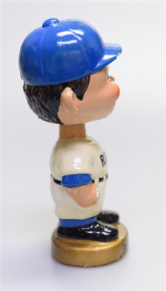 Late 1960s Kansas City Royals Gold Circle Base Boy Head Bobble Head w. Original Box