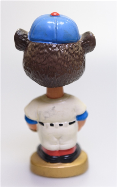 1960s Chicago Cubs Gold Circle Base Mascot Bear Head Bobble Head 