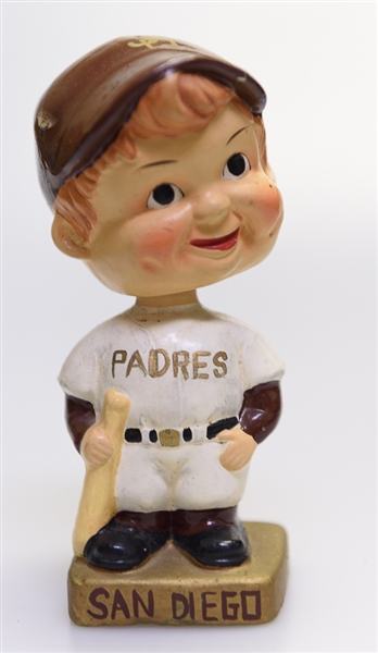 1970s San Diego Gold Square Base Boy Head Bobble Head 