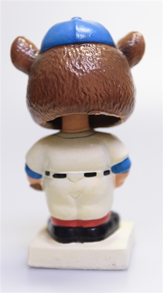 Early 1960s Chicago Cubs White Square Base Mascot Bear Head w. Original Box