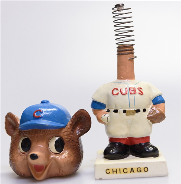 Early 1960s Chicago Cubs White Square Base Mascot Bear Head w. Original Box