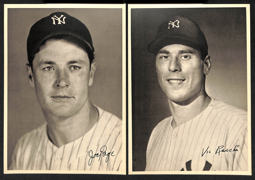 Lot of (18) c. 1948 Yankees Photo Pack Premiums w. (2) DiMaggio, (2) Rizzuto, Berra, Stengel, Dickey