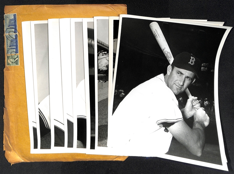 Lot of (9) Don Wingfield 1950s Boston Red Sox 8x10 Type 1 Photos (w. Original Envelope From Wingfield)