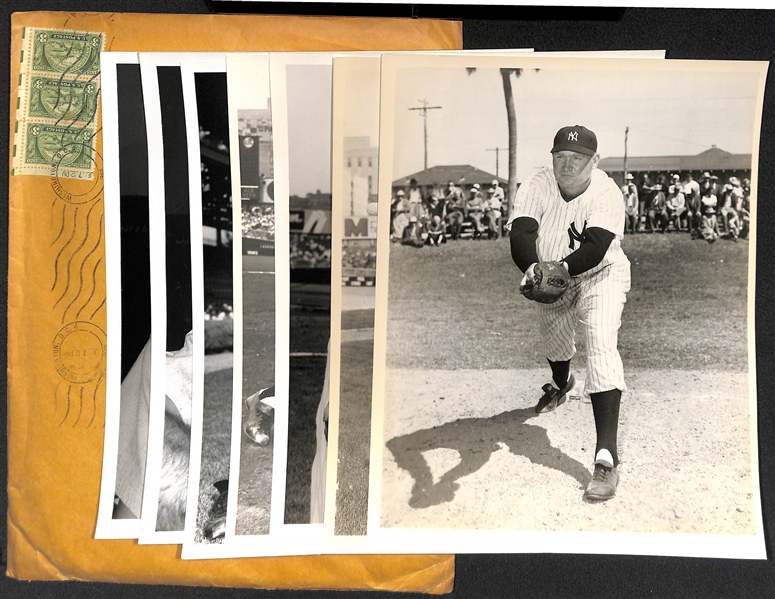 Lot of (7) Don Wingfield 1950s New York Yankees 8x10 Type 1 Photos (w. Original Envelope From Wingfield)