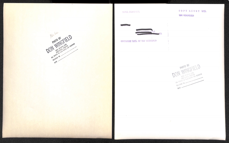 Lot of (7) Don Wingfield 1950s New York Yankees 8x10 Type 1 Photos (w. Original Envelope From Wingfield)