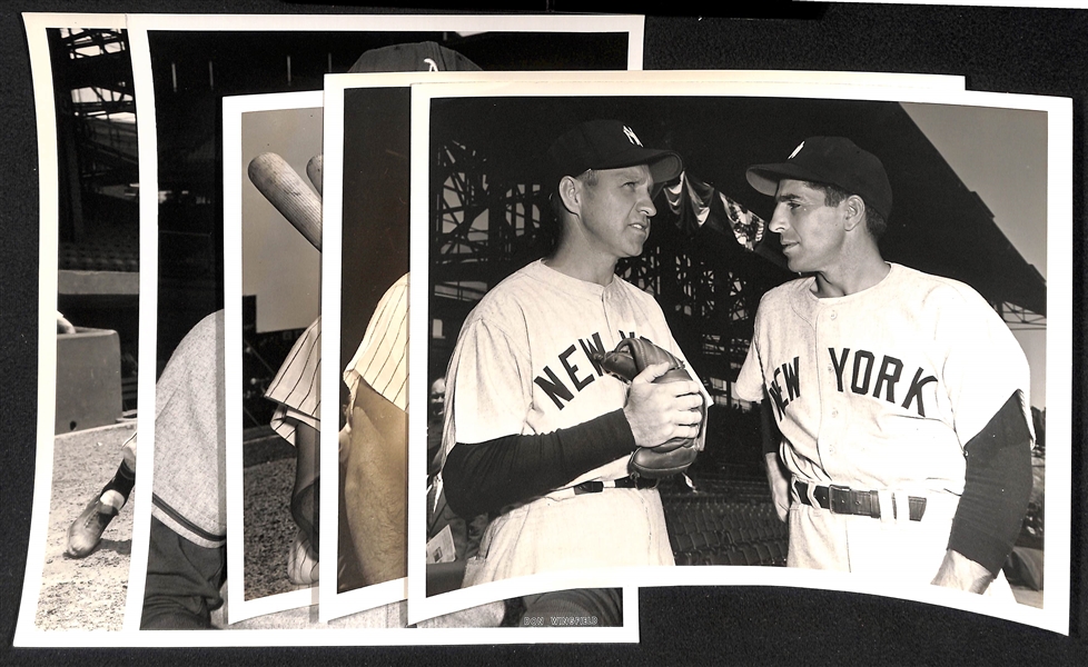 (5) Don Wingfield 1950s-1960  8x10 Type 1 Photos Inc. Duals of Rizzuto/Slaughter, Stengel/Reynolds, Sievers/Lemon (w. Original Envelope From Wingfield)