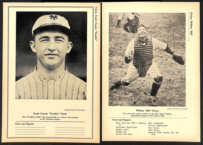 Lot of (5) 1946-49 W603 Sports Exchange 7x10 Cards - Honus Wagner, Jimmie Foxx, Hornsby, Frisch, Dickey