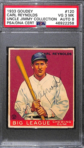 1933 Goudey Carl Reynolds #120 PSA 3 MK (Autograph Grade 8) - Only 8 PSA/DNA Exist w. Only 2 Graded Higher! (d. 1978) 