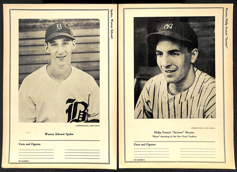 Lot of (32) 1946-49 W603 Sports Exchange 7x10 Cards - Musial, Slaughter, Spahn, Rizzuto, Hubbell, Herman, +