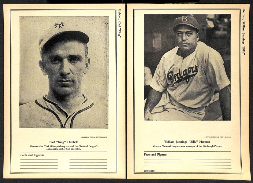 Lot of (32) 1946-49 W603 Sports Exchange 7x10 Cards - Musial, Slaughter, Spahn, Rizzuto, Hubbell, Herman, +