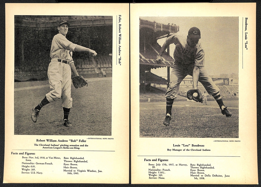 Lot of (35) 1946-49 W603 Sports Exchange 7x10 Cards - Musial, Slaughter, Lefty Grove, Bobby Doerr, Bob Feller, Lou Boudreau, +