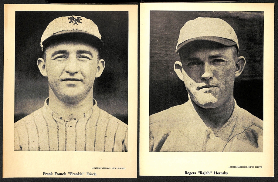Lot of (45) 1946-49 W603 Sports Exchange Cards - Honus Wagner, J. Foxx, Frisch, Hornsby, Spahn, Mize, Hubbell, +( All Trimmed to Approx. 6x8)  