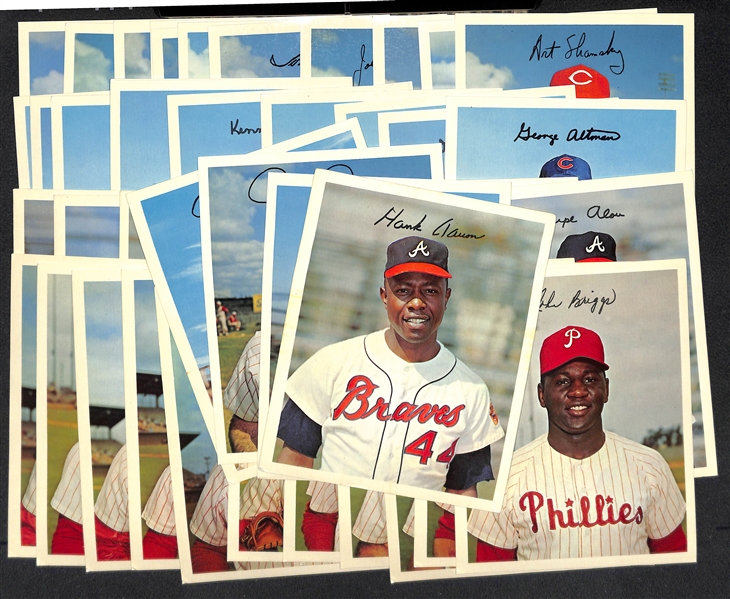 Lot of (4) 1967 Coca-Cola Dexter Press NL Team Sets (12 Cards Per Team Set) w. Aaron, Rose, Banks - Teams Inc. Phillies, Braves, Cubs, Reds